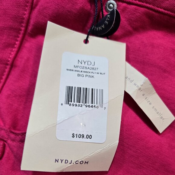 NYDJ NWT Big Pink Sheri Slim Double Button Fly Ankle Jeans Barbie MFOZSA2827 - Picture 9 of 10